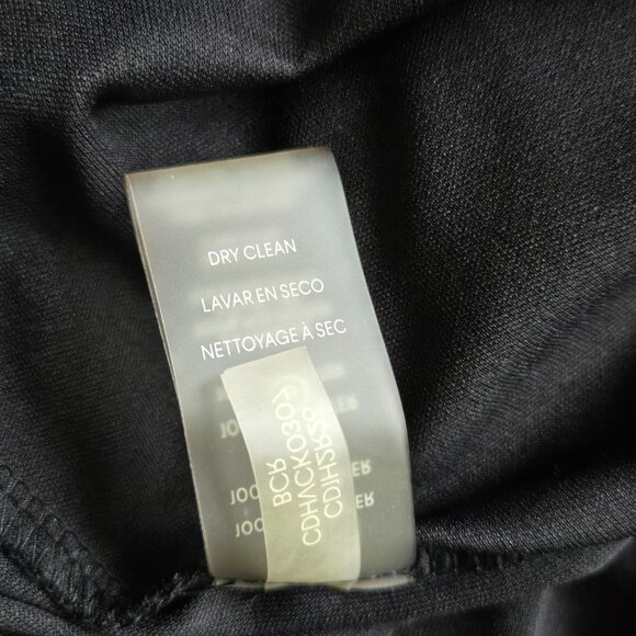 CALVIN KLEIN Black & White Polka-Dot Chiffon Bell-Sleeve Trapeze Shift Dress 2 - Picture 7 of 7